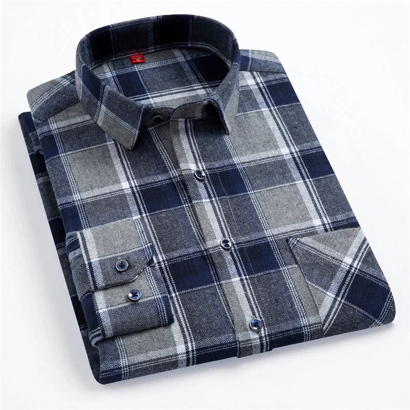 CALORA_ Harper & Co. | Casual Katoenen Geruit Overhemd voor Mannen, Lange Mouwen Blouse