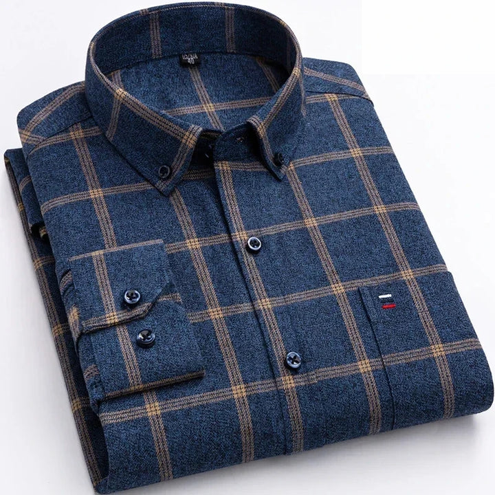 CALORA_ Harper & Co. | Casual Katoenen Geruit Overhemd voor Mannen, Lange Mouwen Blouse