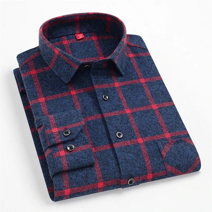 CALORA_ Harper & Co. | Casual Katoenen Geruit Overhemd voor Mannen, Lange Mouwen Blouse