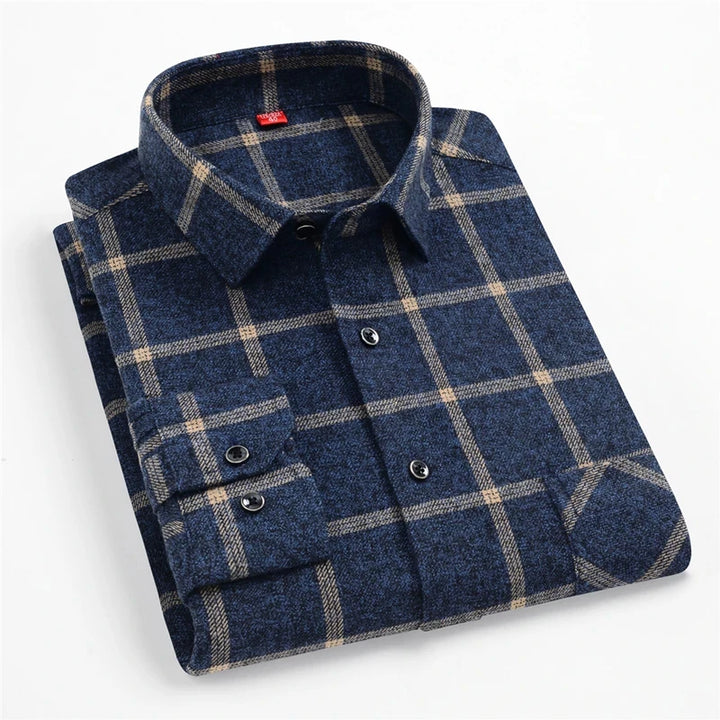 CALORA_ Harper & Co. | Casual Katoenen Geruit Overhemd voor Mannen, Lange Mouwen Blouse