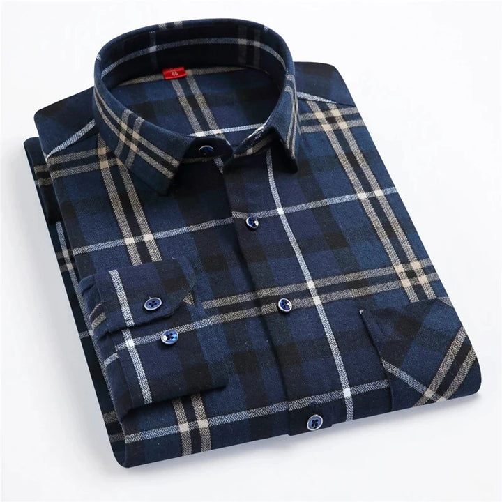 CALORA_ Harper & Co. | Casual Katoenen Geruit Overhemd voor Mannen, Lange Mouwen Blouse