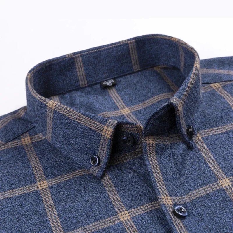 CALORA_ Harper & Co. | Casual Katoenen Geruit Overhemd voor Mannen, Lange Mouwen Blouse