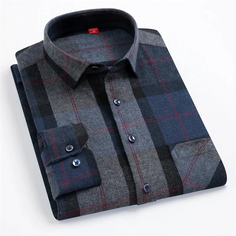 CALORA_ Harper & Co. | Casual Katoenen Geruit Overhemd voor Mannen, Lange Mouwen Blouse