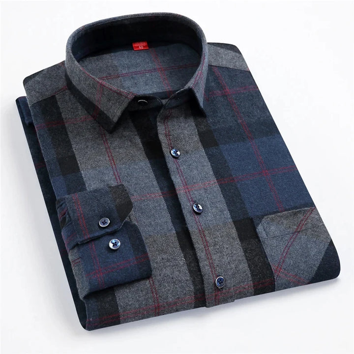 CALORA_ Harper & Co. | Casual Katoenen Geruit Overhemd voor Mannen, Lange Mouwen Blouse