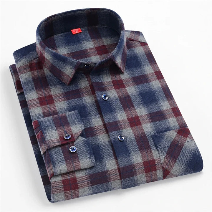 CALORA_ Harper & Co. | Casual Katoenen Geruit Overhemd voor Mannen, Lange Mouwen Blouse