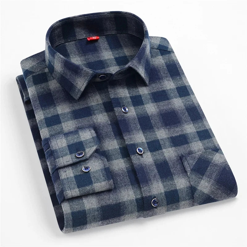 CALORA_ Harper & Co. | Casual Katoenen Geruit Overhemd voor Mannen, Lange Mouwen Blouse