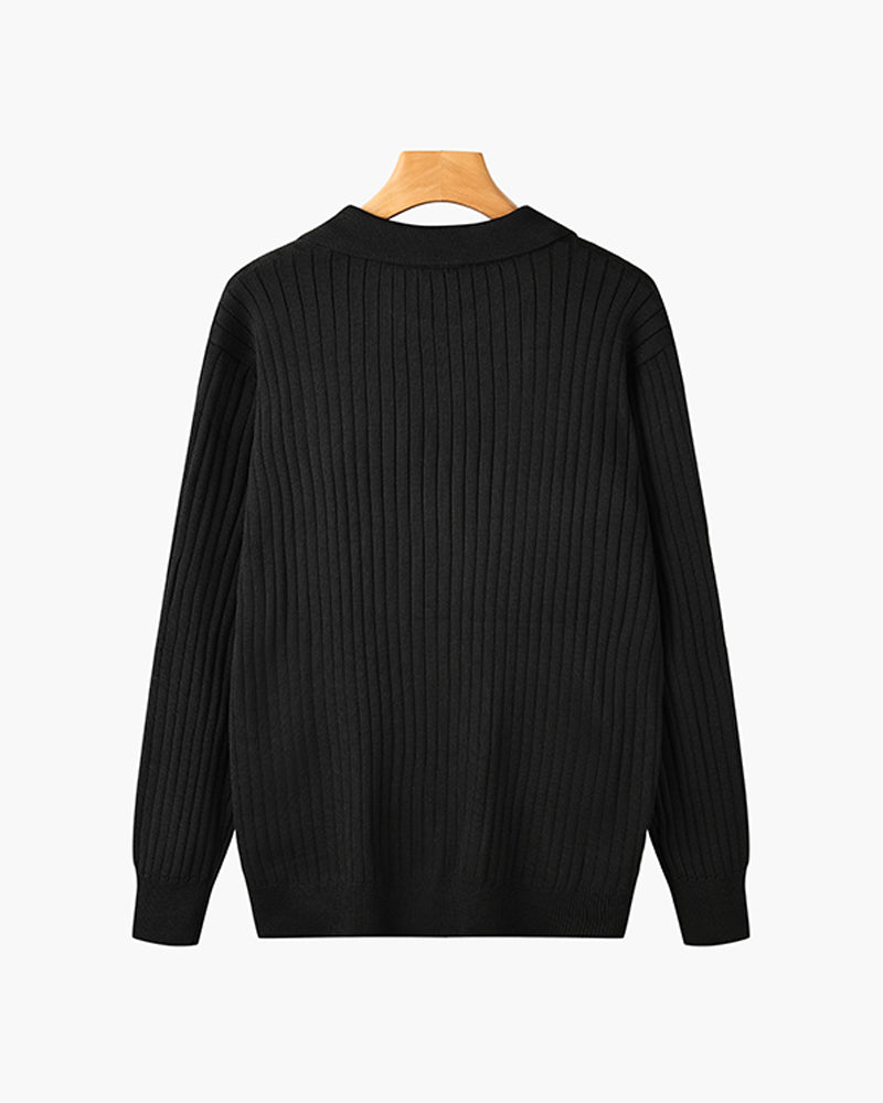 CALORA_ Heren Polo Met Knopenkraag En Verticale Ribstructuur