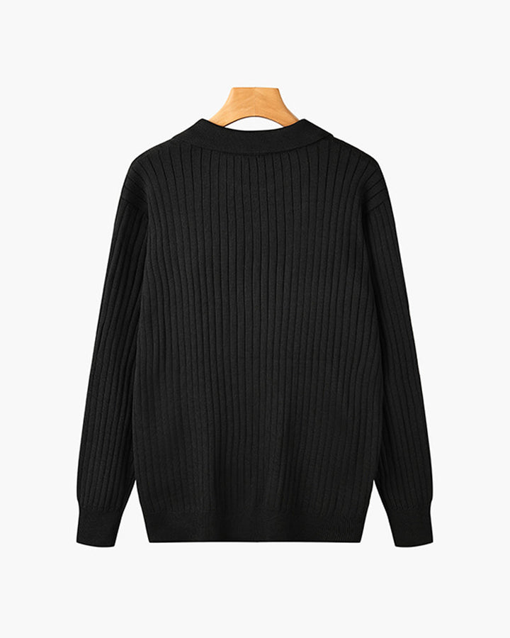 CALORA_ Heren Polo Met Knopenkraag En Verticale Ribstructuur