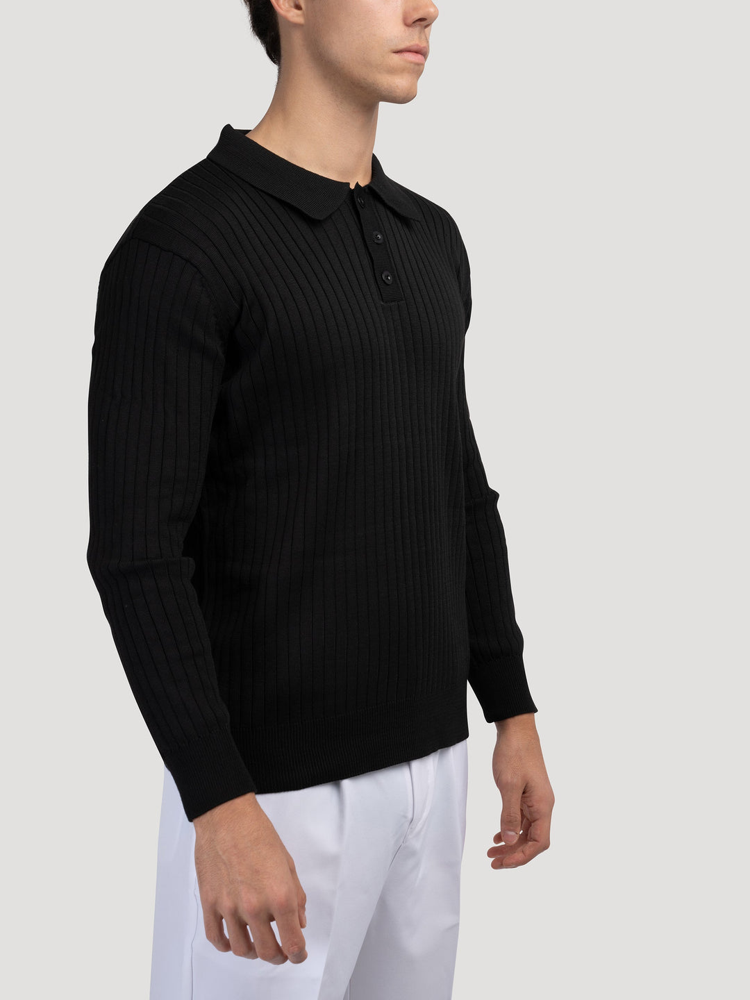 CALORA_ Heren Polo Met Knopenkraag En Verticale Ribstructuur