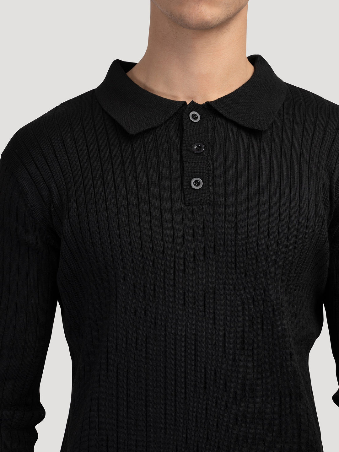 CALORA_ Heren Polo Met Knopenkraag En Verticale Ribstructuur
