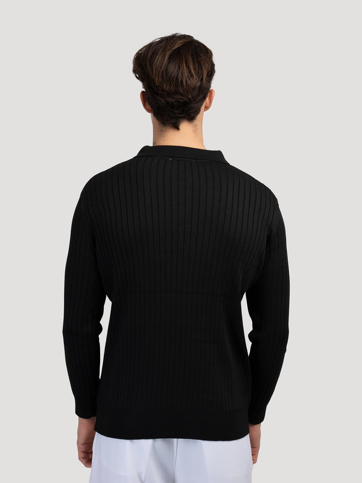 CALORA_ Heren Polo Met Knopenkraag En Verticale Ribstructuur