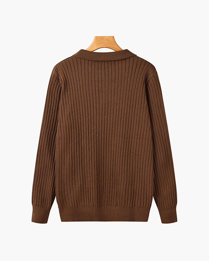 CALORA_ Heren Polo Met Knopenkraag En Verticale Ribstructuur