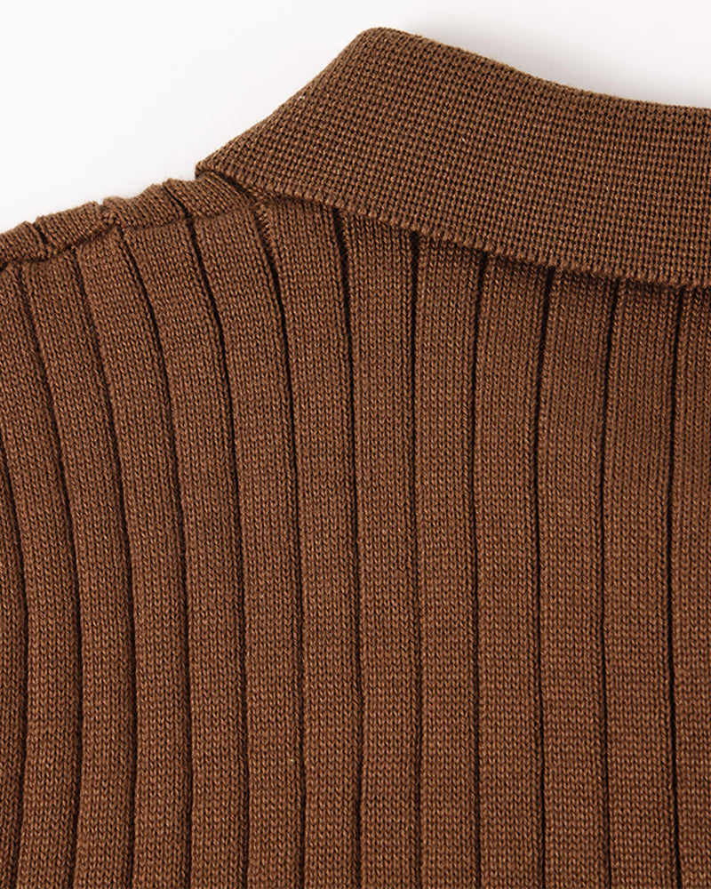 CALORA_ Heren Polo Met Knopenkraag En Verticale Ribstructuur
