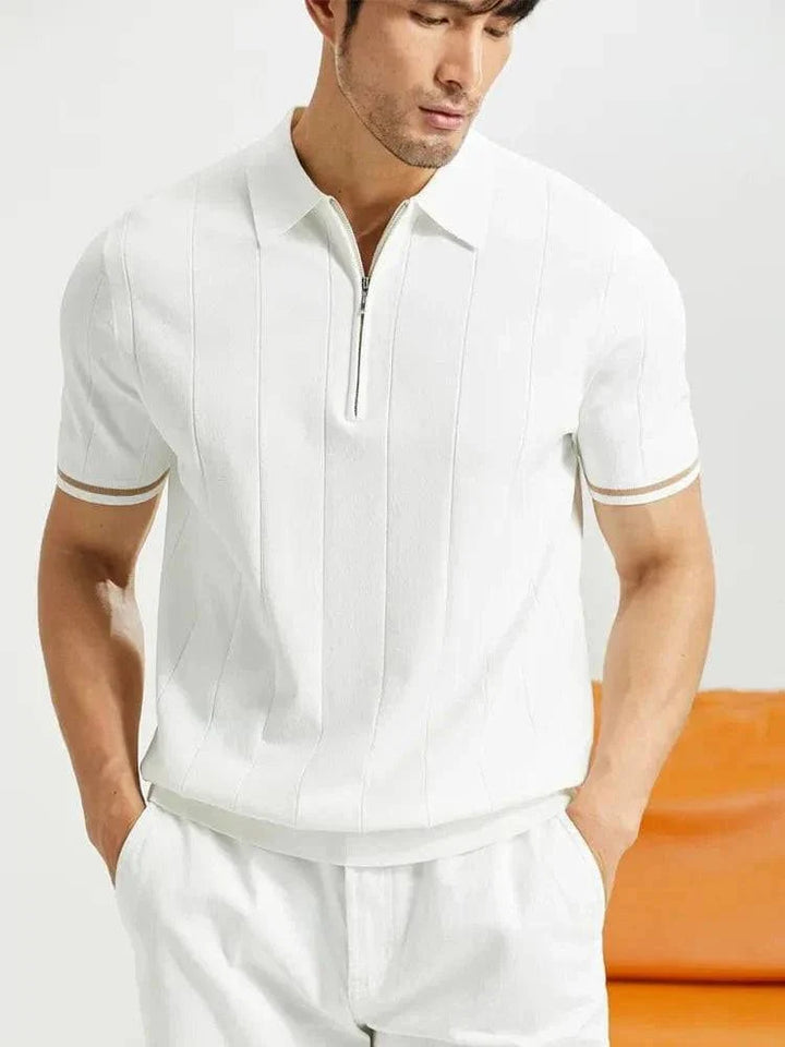 CALORA_ Heren Polo Shirt met Rits en Korte Mouwen