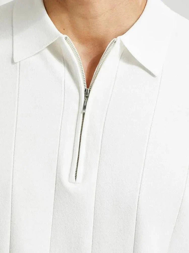 CALORA_ Heren Polo Shirt met Rits en Korte Mouwen