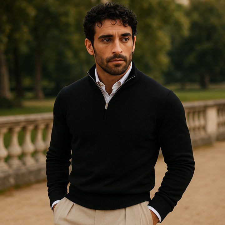 CALORA_ Heren Pullover met Rits en Lange Mouwen voor Casual Stijl