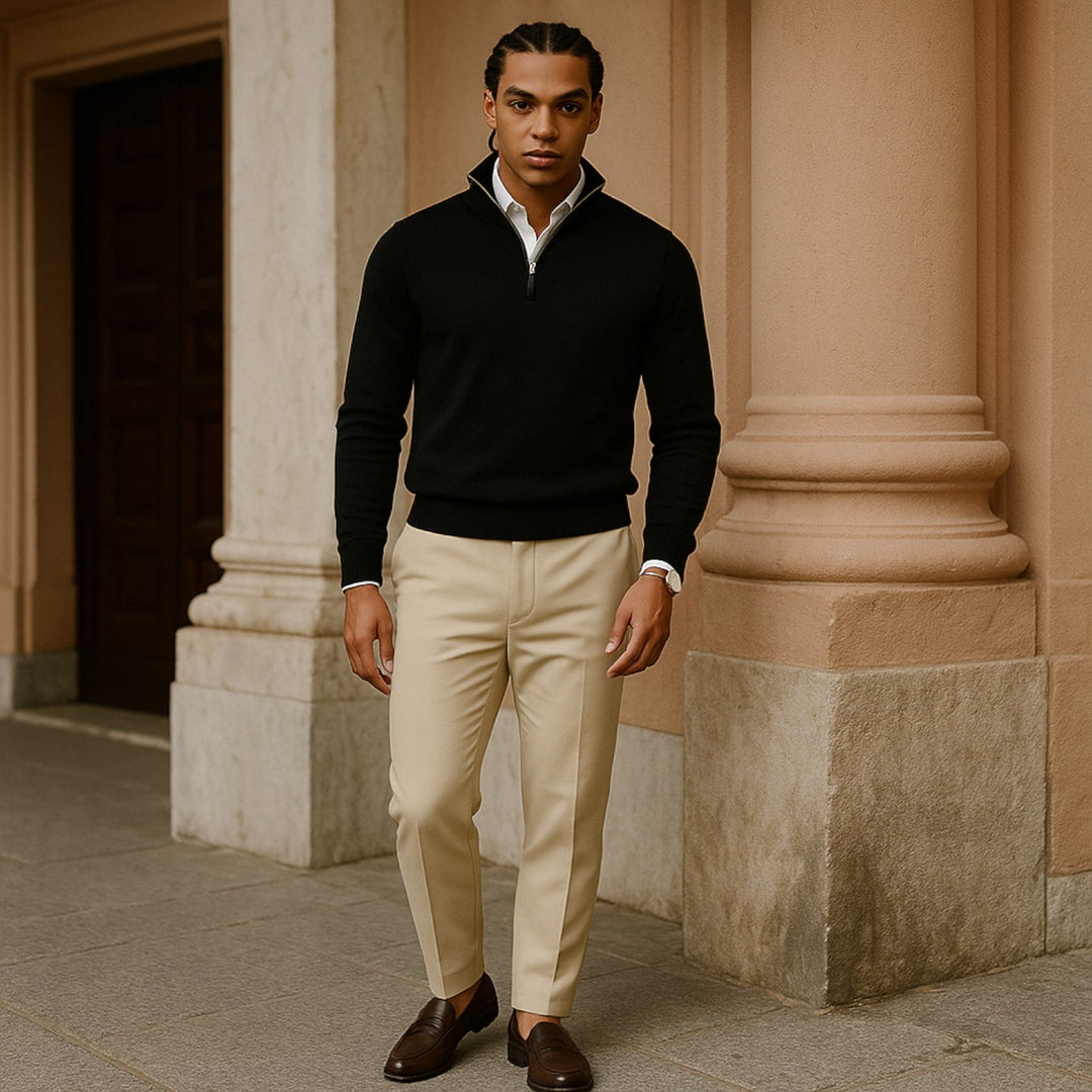 CALORA_ Heren Pullover met Rits en Lange Mouwen voor Casual Stijl