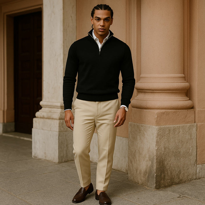 CALORA_ Heren Pullover met Rits en Lange Mouwen voor Casual Stijl