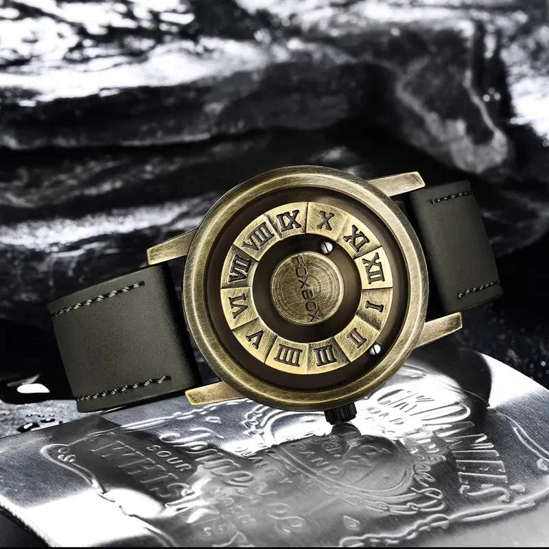 CALORA_ Heren Quartz Horloge met Stijlvolle Wijzerplaat en Lederband