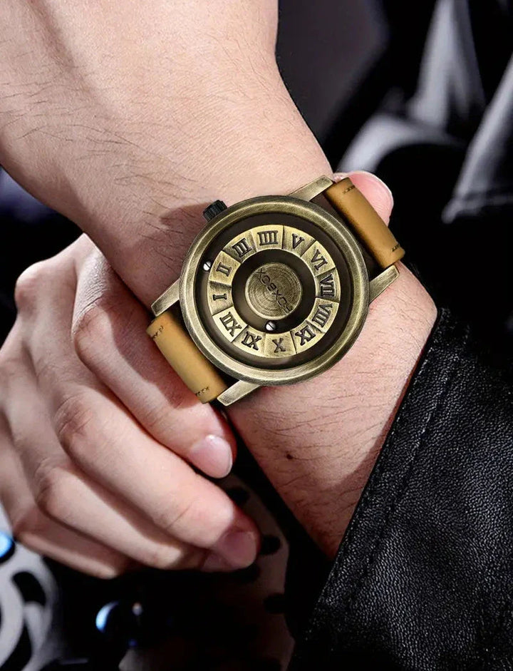 CALORA_ Heren Quartz Horloge met Stijlvolle Wijzerplaat en Lederband