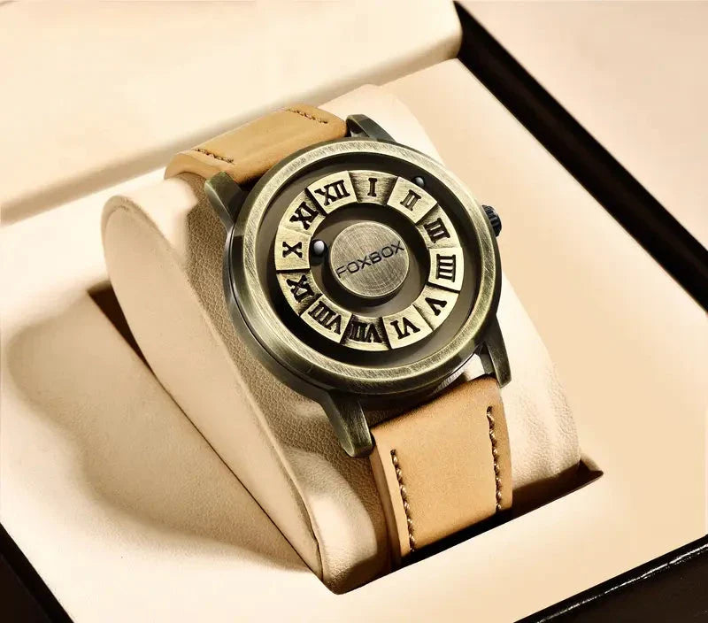 CALORA_ Heren Quartz Horloge met Stijlvolle Wijzerplaat en Lederband