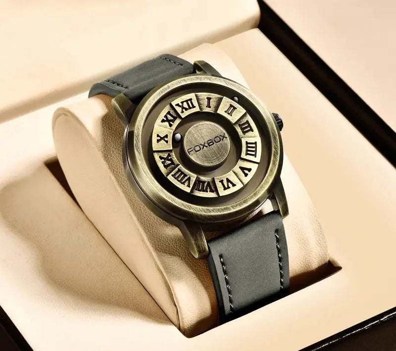 CALORA_ Heren Quartz Horloge met Stijlvolle Wijzerplaat en Lederband