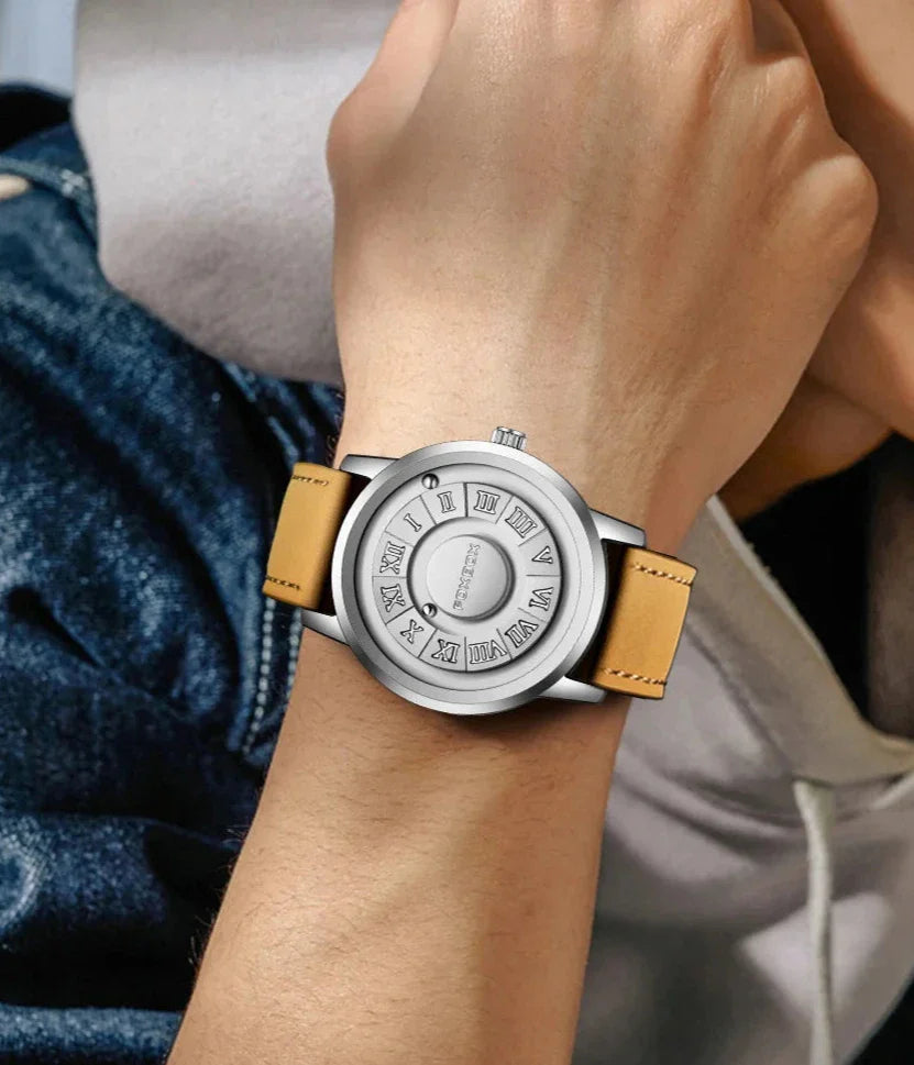 CALORA_ Heren Quartz Horloge met Stijlvolle Wijzerplaat en Lederband