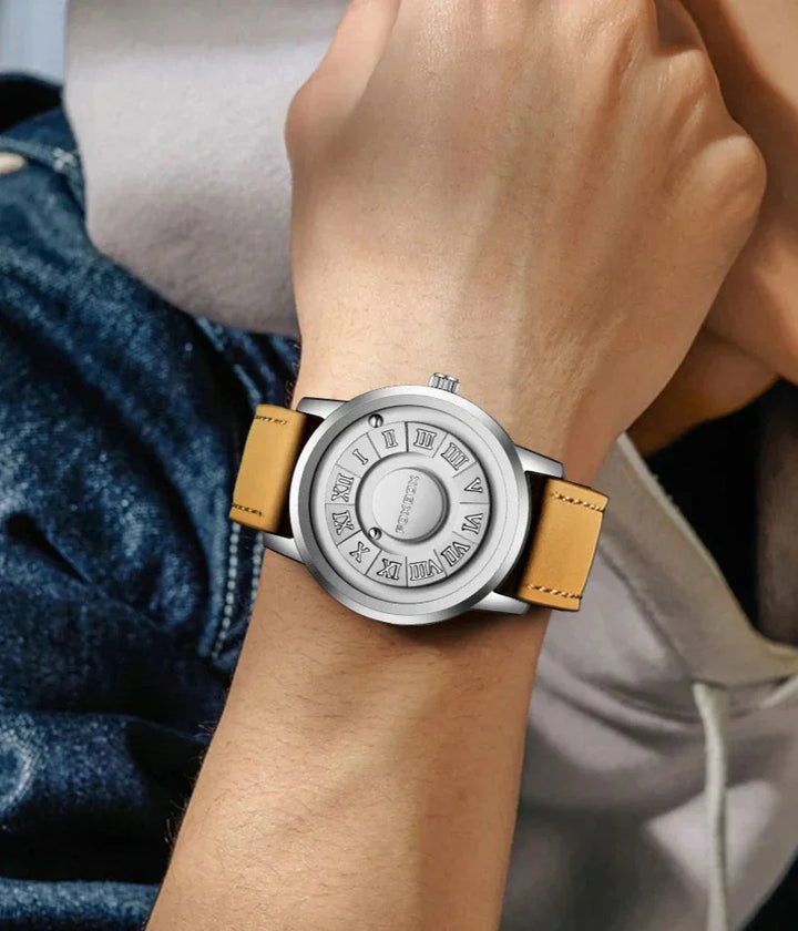 CALORA_ Heren Quartz Horloge met Stijlvolle Wijzerplaat en Lederband