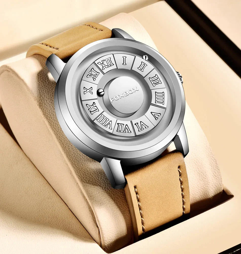 CALORA_ Heren Quartz Horloge met Stijlvolle Wijzerplaat en Lederband