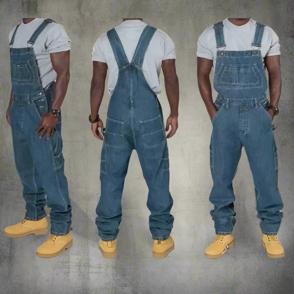 CALORA_ Heren Rechte Denim Overall Met Slim Fit En Splice Details