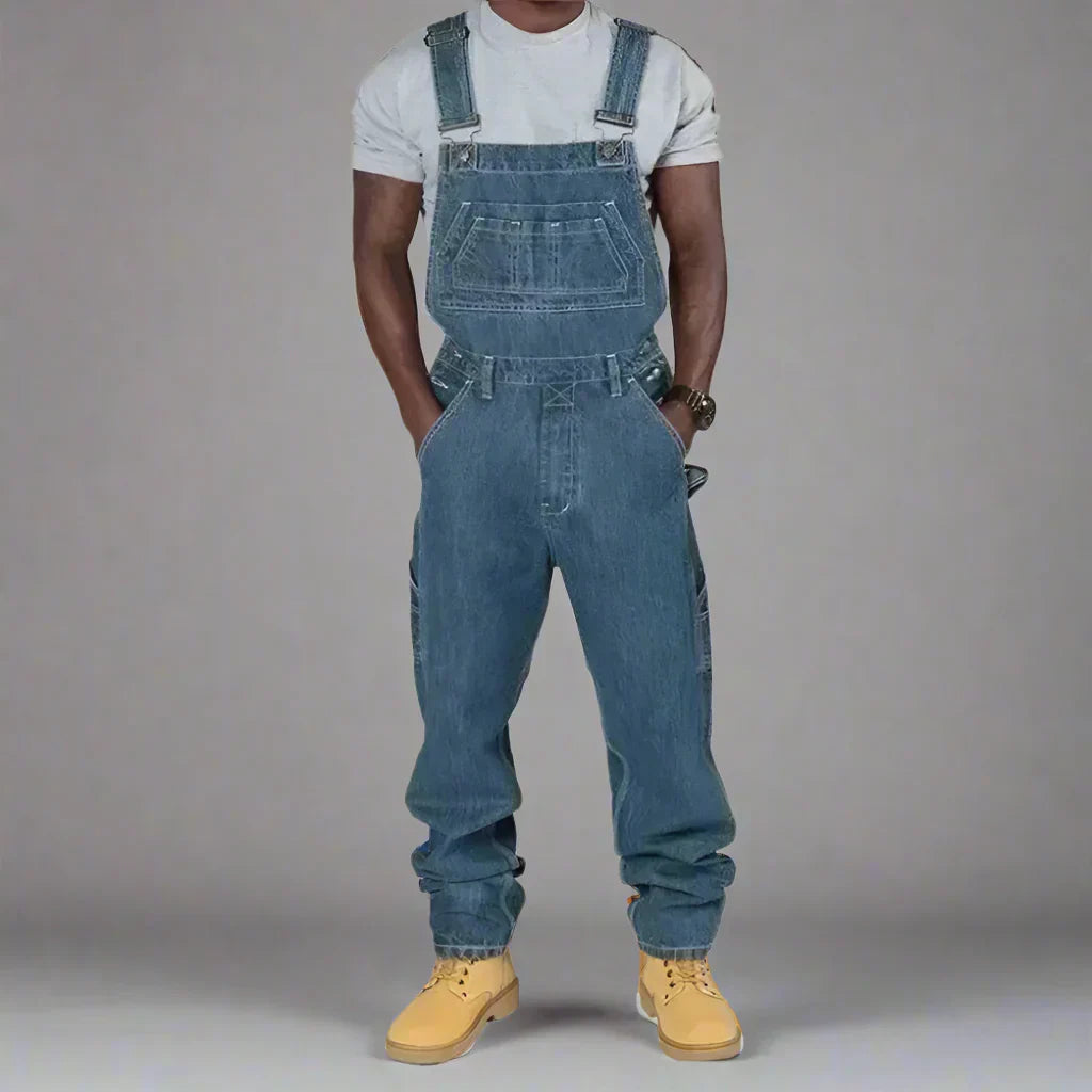 CALORA_ Heren Rechte Denim Overall Met Slim Fit En Splice Details