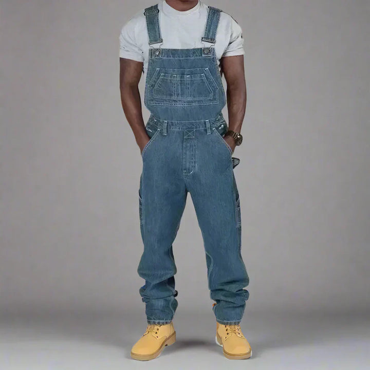 CALORA_ Heren Rechte Denim Overall Met Slim Fit En Splice Details