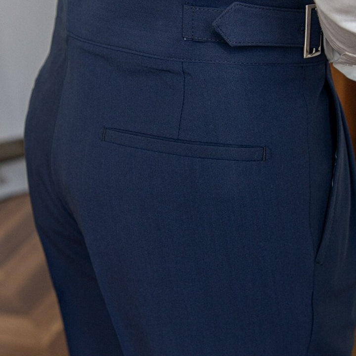 CALORA_ Heren Tailleur Pantalon Broek met Plooi en Verstelbare Gesp