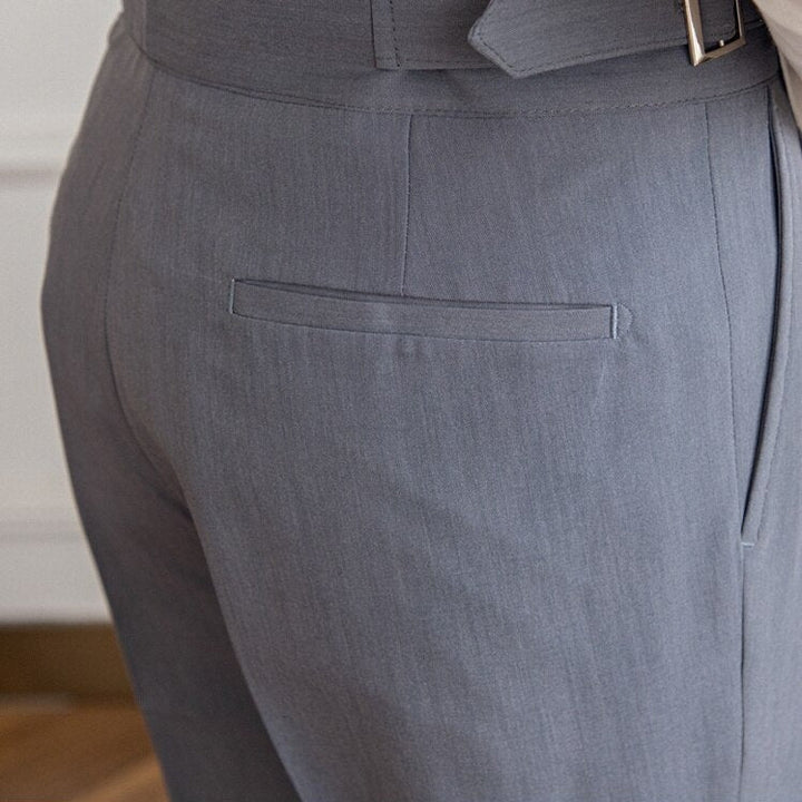 CALORA_ Heren Tailleur Pantalon Broek met Plooi en Verstelbare Gesp