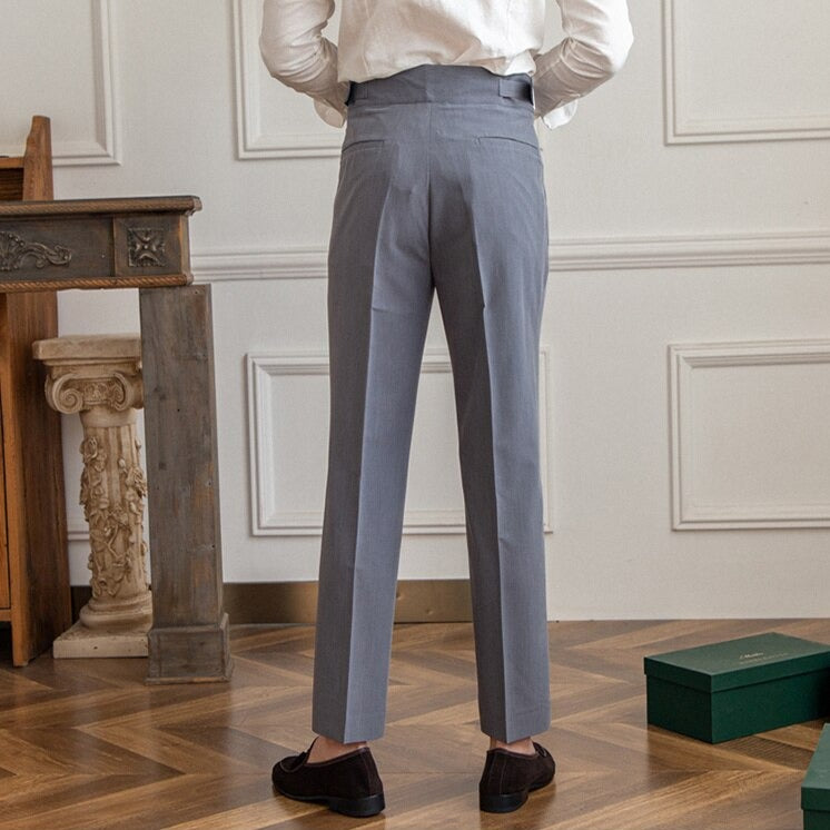 CALORA_ Heren Tailleur Pantalon Broek met Plooi en Verstelbare Gesp