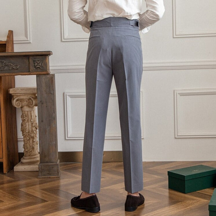 CALORA_ Heren Tailleur Pantalon Broek met Plooi en Verstelbare Gesp