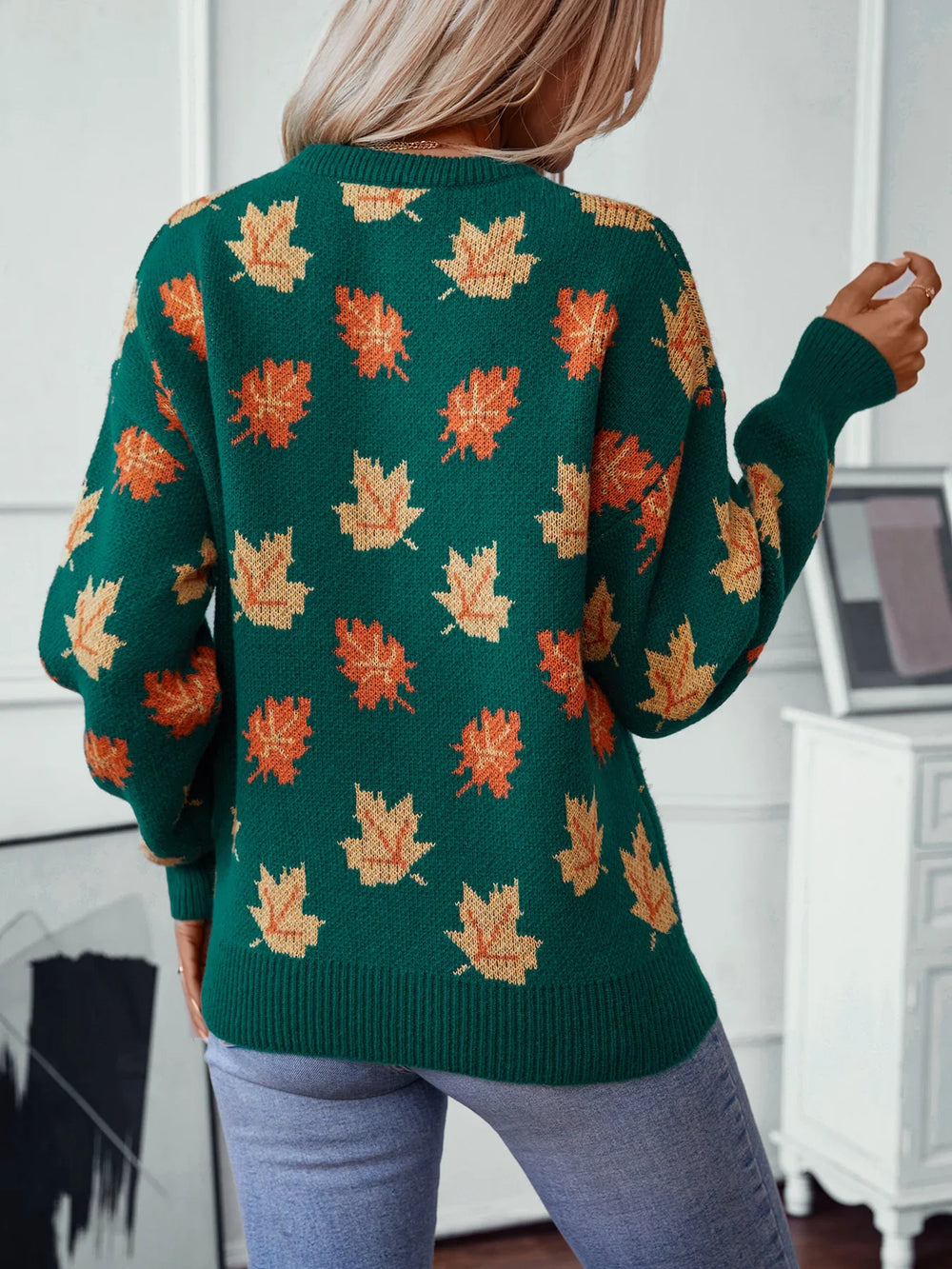 CALORA_ Herfst winter esdoornblad trui gebreide trui voor Dames