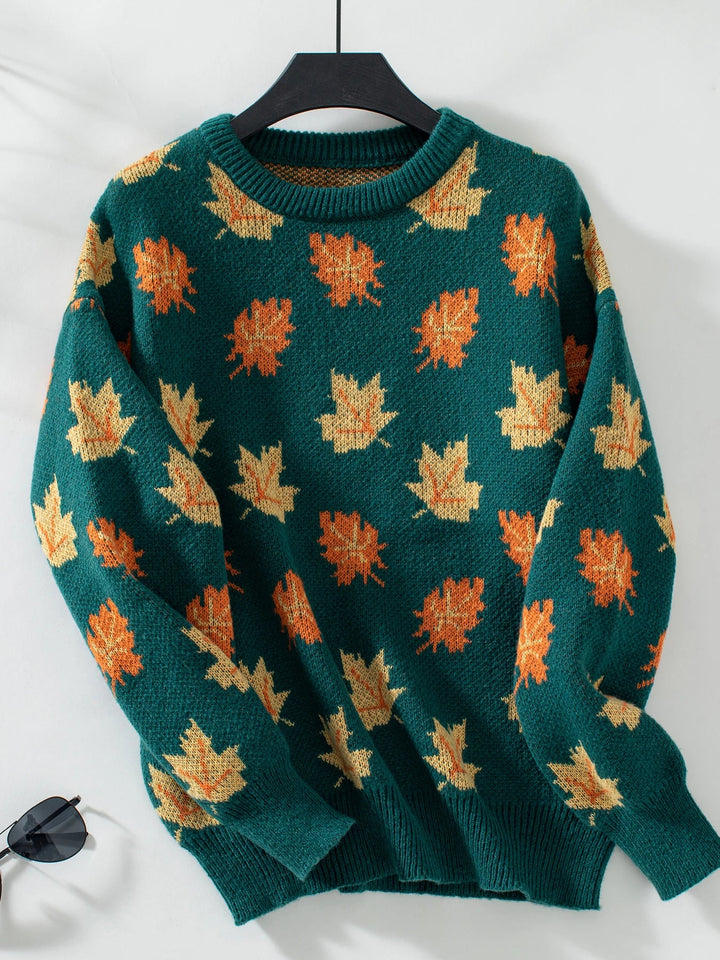 CALORA_ Herfst winter esdoornblad trui gebreide trui voor Dames