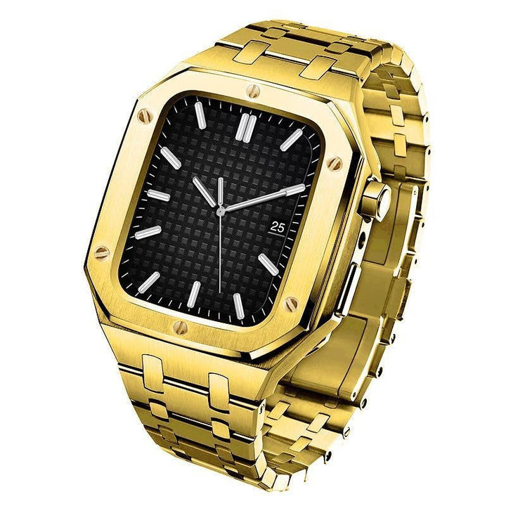 CALORA_ Hublis - S7821z Roestvrijstalen Band en Behuizing Retrofitset voor Apple Watch
