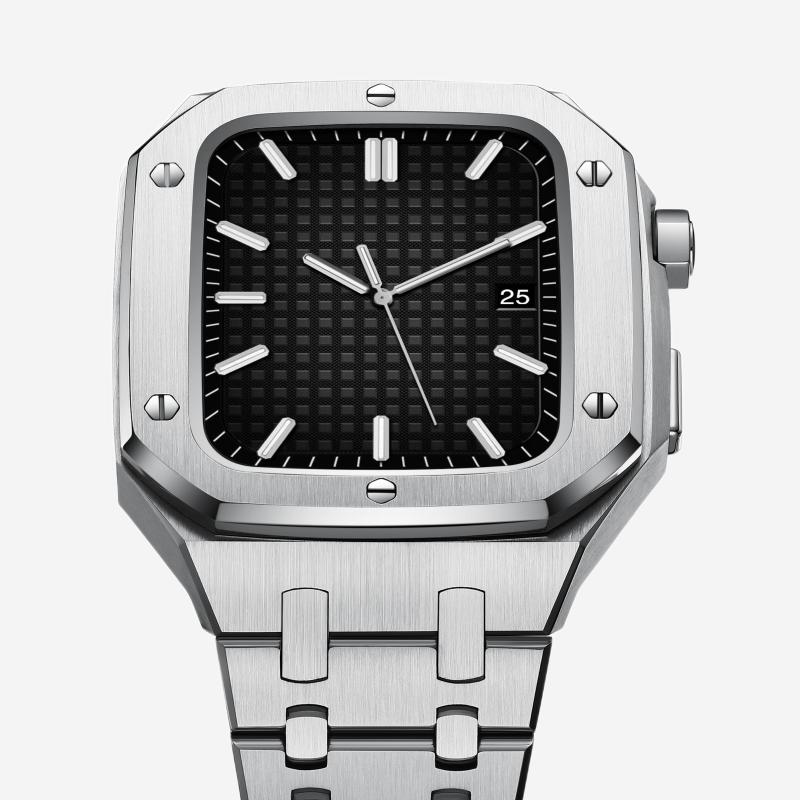 CALORA_ Hublis - S7821z Roestvrijstalen Band en Behuizing Retrofitset voor Apple Watch