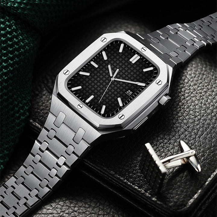 CALORA_ Hublis - S7821z Roestvrijstalen Band en Behuizing Retrofitset voor Apple Watch