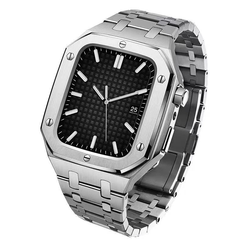 CALORA_ Hublis - S7821z Roestvrijstalen Band en Behuizing Retrofitset voor Apple Watch
