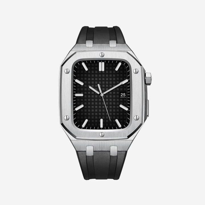 CALORA_ Hublis - Siliconenband Roestvrijstalen Behuizing Retrofit-set voor Apple Watch