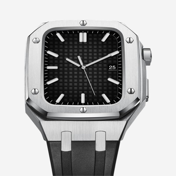 CALORA_ Hublis - Siliconenband Roestvrijstalen Behuizing Retrofit-set voor Apple Watch