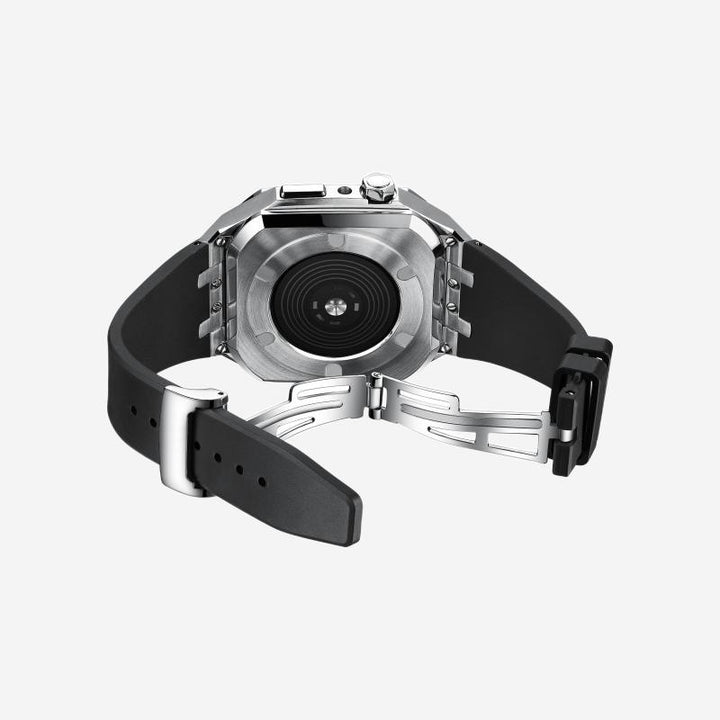 CALORA_ Hublis - Siliconenband Roestvrijstalen Behuizing Retrofit-set voor Apple Watch