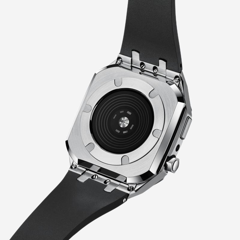 CALORA_ Hublis - Siliconenband Roestvrijstalen Behuizing Retrofit-set voor Apple Watch