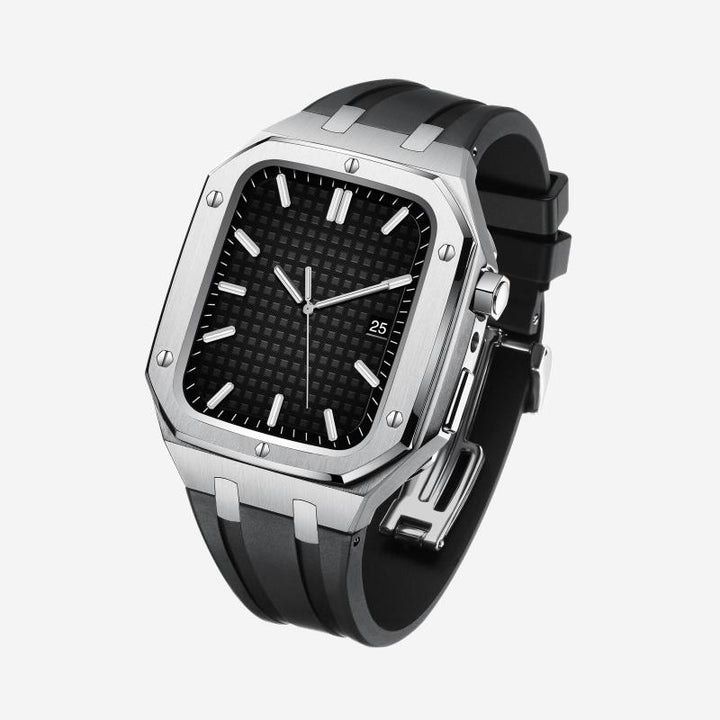 CALORA_ Hublis - Siliconenband Roestvrijstalen Behuizing Retrofit-set voor Apple Watch