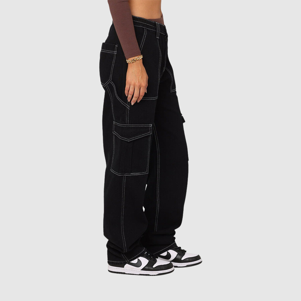 CALORA_ Jeans Elastische Taille Cargobroek