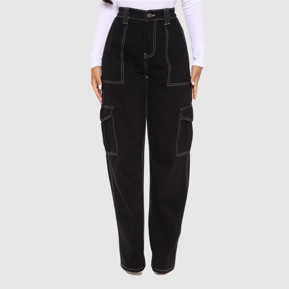 CALORA_ Jeans Elastische Taille Cargobroek