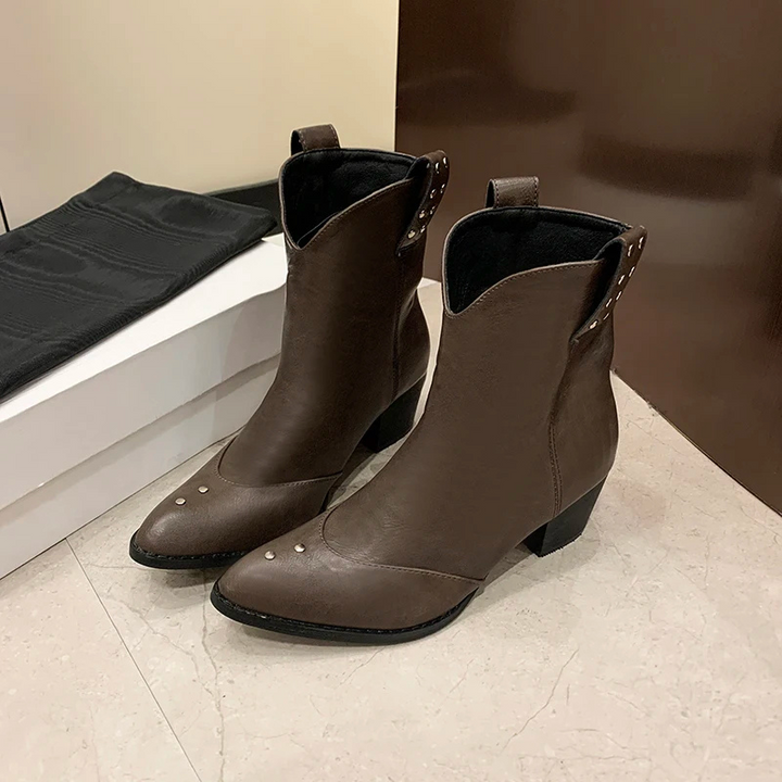 CALORA_ Jolynn | Cowboy Enkel Laarsjes met Puntige Neus